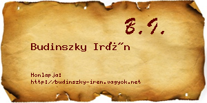 Budinszky Irén névjegykártya